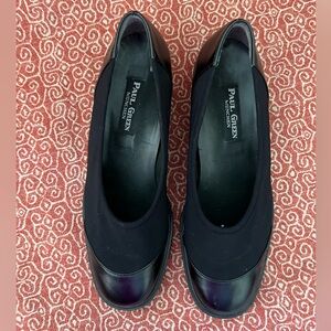 Paul Green black womens flats  nylon/ patent leather Vibram sole